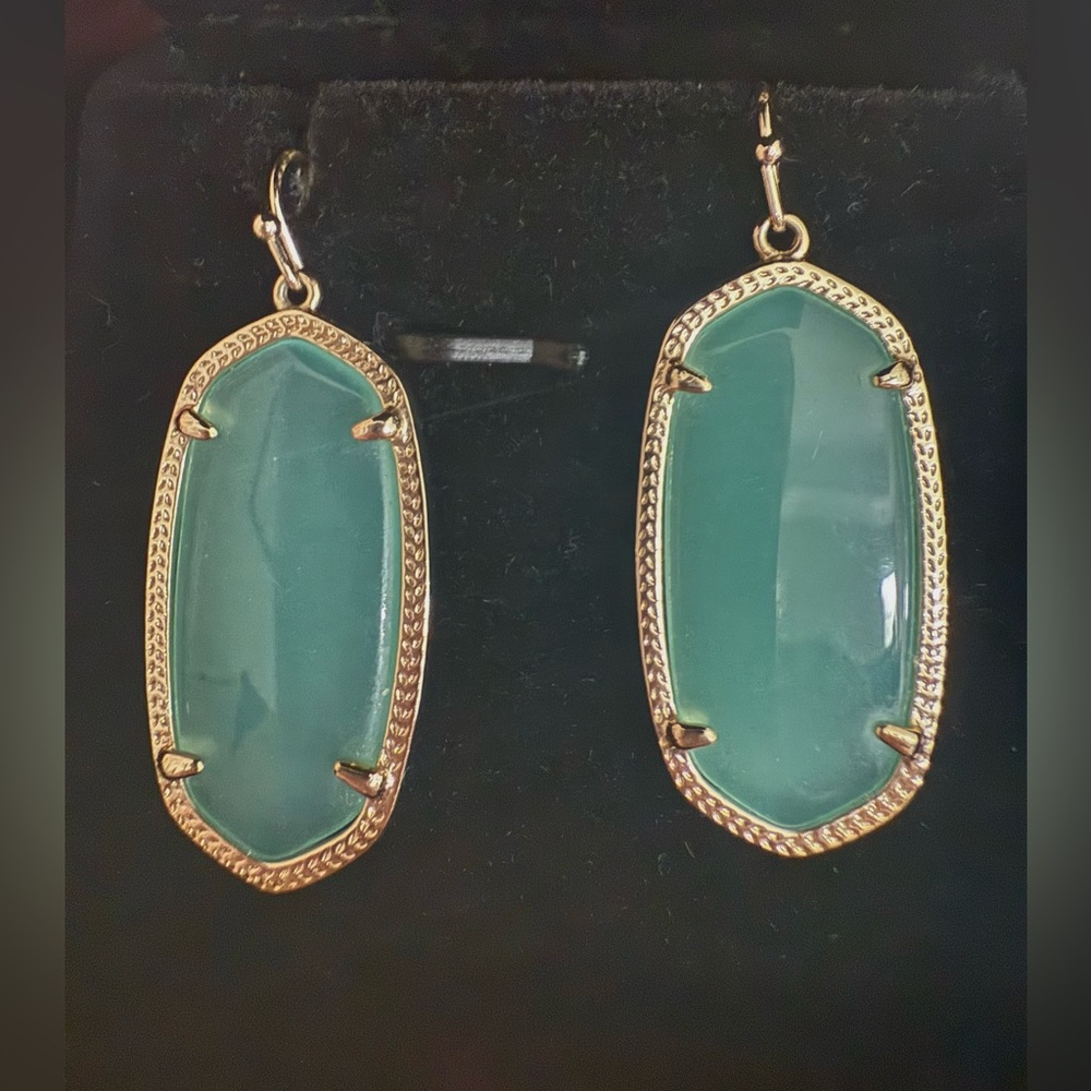 Kendra Scott Elle Gold Drop Earrings Seafoam Green Jade Glass